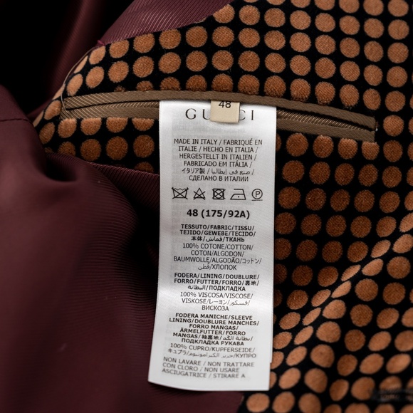 size 48 M - Gucci Polka Dot Print Blazer Brown Suit Jacket - Picture 9 of 10